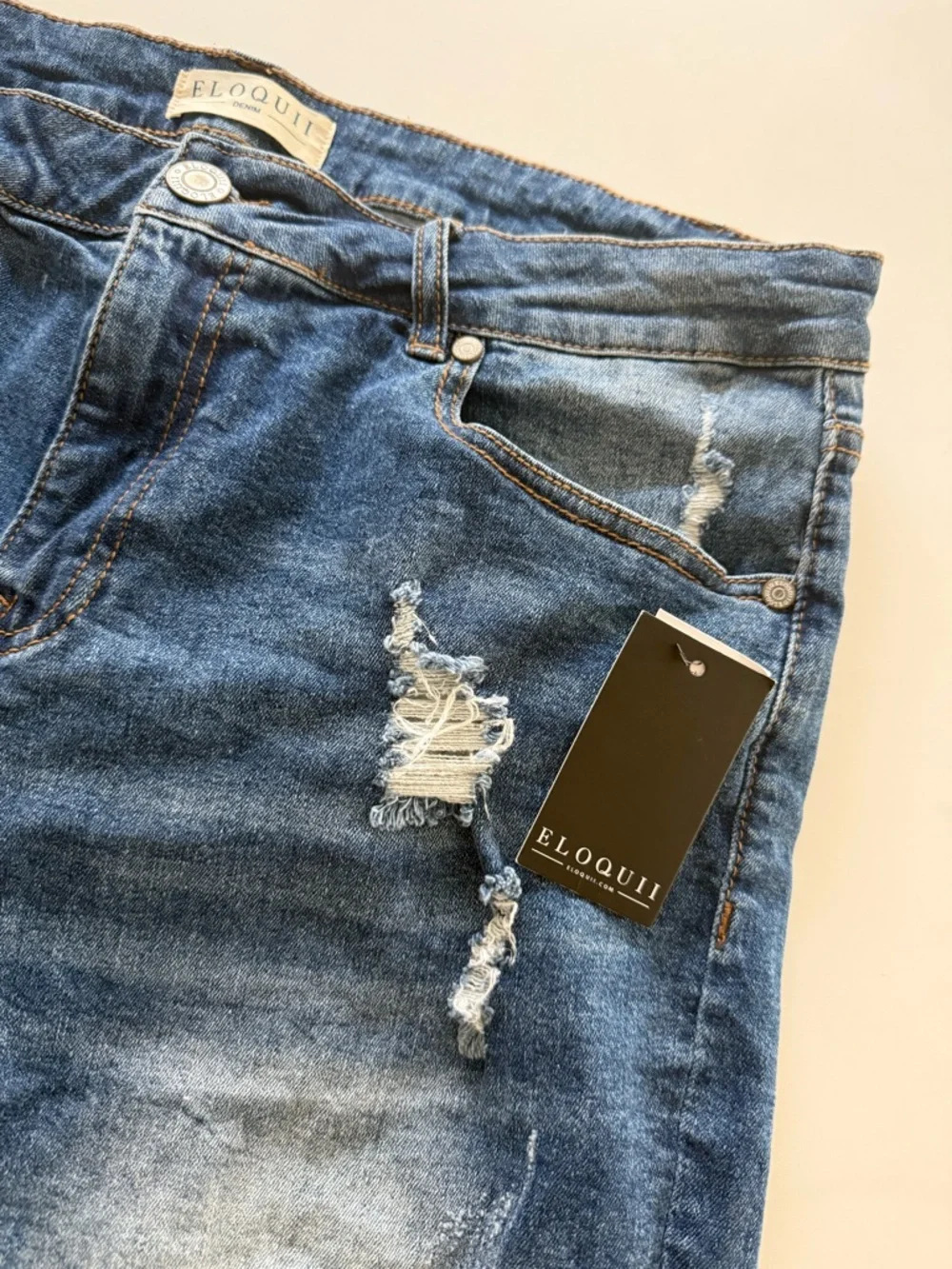 NWT Eloqui Distressed Denim Shorts